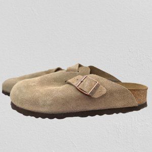 NWT Women’s Birkenstock Boston Taupe Suede Soft Foot Bed Medium/Narrow EU 37